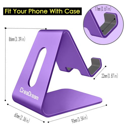 CreaDream Phone Stand Holder, Aluminum Phone Stand for Desk - color: Dark Purple