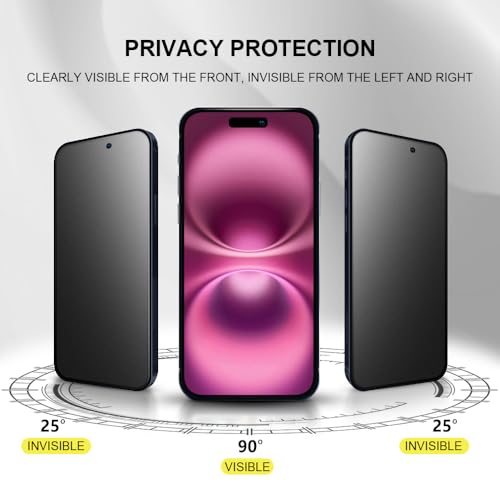 2 Pack for iPhone 16 6.1" Matte Privacy Screen Protector Anti-glare Anti-spy Tempered Glass Film Anti-fingerprint Easy Installation - size: iPhone 16