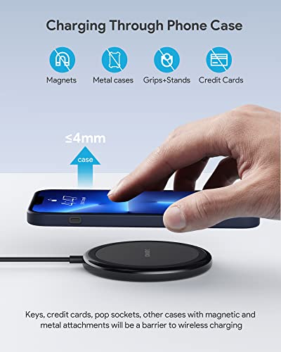 COKOEYE Wireless Charger, 15W Max Fast Wireless Charging Pad 2-Pack Compatible with iPhone 17/17 Air/17 Pro/17 Pro Max/16/15/14/13/12/Samsung S24/S24Ultra/S23Ultra/S22/S21,AirPods Pro2 - color: Black