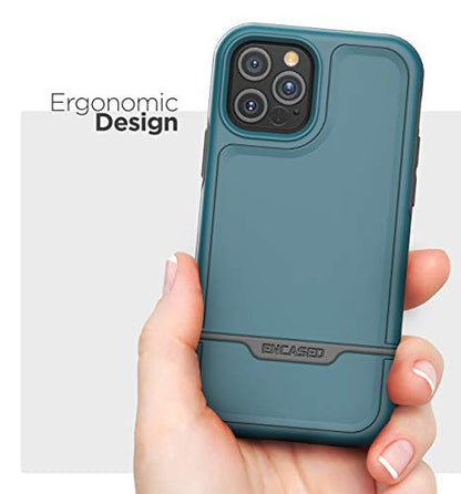 Encased Compatible with iPhone 12 Pro Belt Clip Protective Holster Case (2020 Rebel Armor) Heavy Duty Rugged Full Body Cover with Holder (Blue) - color: Blue, size: iPhone 12 Pro