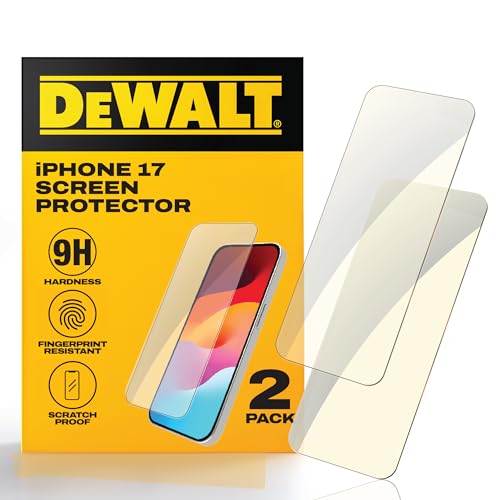 DEWALT Heavy Duty Glass Screen Protector for iPhone 17, 2 Pack - size: iPhone 17