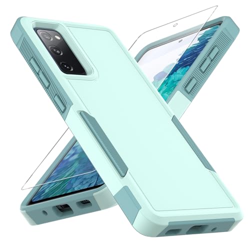 for Samsung S20 FE Case,[Military Grade Drop Tested] with HD Screen Protector,Dual Layer Protective Heavy Duty Cell Phone Cover Non-Slip Shockproof Rugged Case for Samsung Galaxy S20 FE (Green) - color: Green