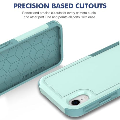 for iPhone XR Case: Dual Layer Protective Heavy Duty Cell Phone Case Shockproof Rugged Bumper Tough with Screen Protector - 16ft Military Grade Drop Tested for Appple iPhone XR (6.1 inch), Green - color: Mint Green (PC) + Mint Green (TPU)
