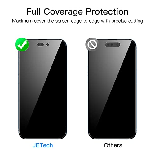 JETech Privacy Screen Protector for iPhone 14 Pro Max, 2-Pack | Full-Coverage Tempered Glass, Edge-to-Edge Protection, Anti-Spy, Case-Friendly, HD Clear - size: iPhone 14 Pro Max
