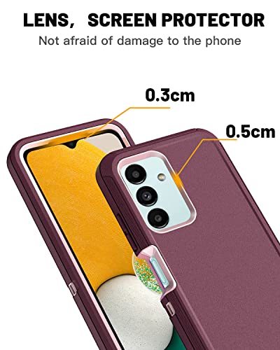 AICase for Galaxy A13 5G Case, Heavy Duty Drop Protection Full Body Rugged Shockproof/Dust Proof Layer Military Protective Tough Durable Phone Cover for Samsung Galaxy A13 5G Burgundy - color: Burgundy