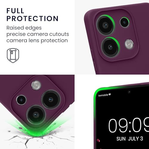 kwmobile Case Compatible with Xiaomi Redmi Note 13 4G Case - Protective Slim TPU Cover with Soft Matte Finish - Bordeaux Violet - color: bordeaux violet
