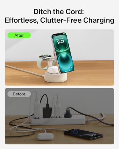 Belkin Qi2.2 25W Wireless Fast Charging Station, 3 in 1 iPhone Charger - color: Sand, style: 3 in 1