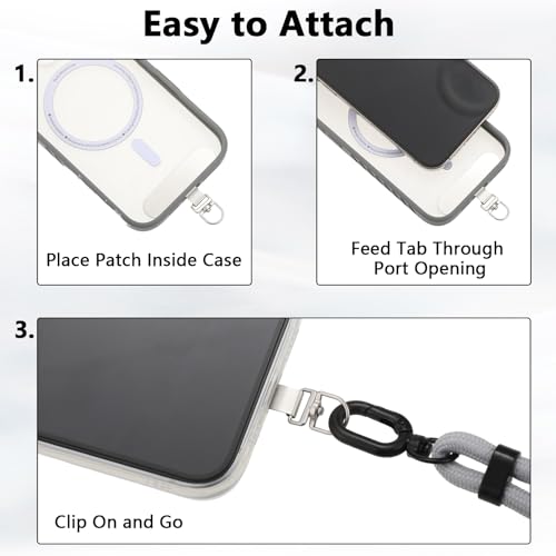BESARME 2-Pack Phone Lanyard Set, Crossbody & Wrist Straps, Gray - color: Grey