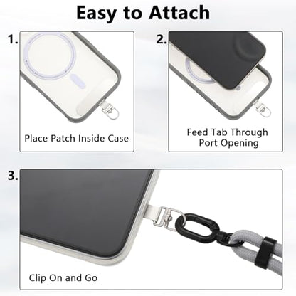 BESARME 2-Pack Phone Lanyard Set, Crossbody & Wrist Straps, Gray - color: Grey