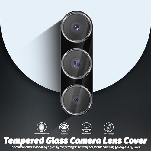 Orzero (4 Pack) Camera Lens Protector Compatible for Samsung Galaxy A54 5G, Protector de Cámera Tempered Glass 9 Hardness HD Anti-Scratch Bubble-Free - size: Samsung Galaxy A54 5G