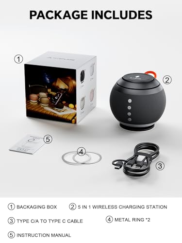 Bluetooth Speaker with Wireless Charging Stand, Black - color: Black