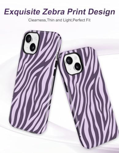 Jusy Magnetic Zebra Phone Case for iPhone 17 Pro Max,Purple | Compatible with MagSafe, Cute Aesthetic Zebra Design, TPU and PC Protective Shockproof Cover - color: Purple