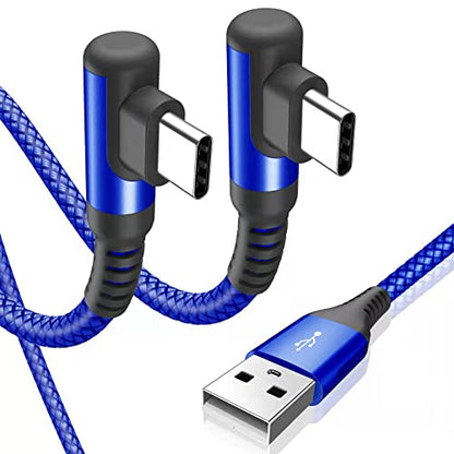USB to USB C Cable Right Angle 3.1A Fast Charging Carplay 2Pack 6.6ft Blue - color: blue, size: 6.6ft+6.6ft