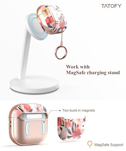 TATOFY Cover for AirPods Pro 4th Generation Case with Lock Clip Cleaner Kit Slim Hard AirPod 4 Lock Case Compatible with MagSafe (Water Pink) - color: Water Pink, size: AirPods 4th Gen