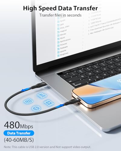 SOOPII 6-Pack 0.7Ft Short USB C to USB C Cable, 60W PD Fast Charging Nylon Braided Cord,Compatible with Phone,Tablet,Laptop,Ideal for Charging Station and Power Bank(Black) - size: 6P(60W)