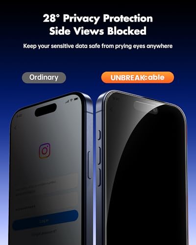 UNBREAKcable Privacy Screen Protector for iPhone 17 Pro, 2-Pack - size: iPhone 17 Pro