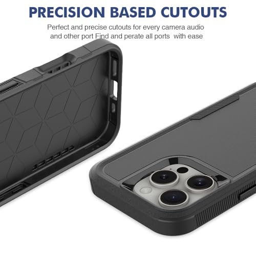 Heavy‑Duty Rugged Anti‑Drop Shockproof Protective Phone Case for iPhone 16 Pro, Durable Protective Shell, Black - color: Black, size: iPhone 16 Pro