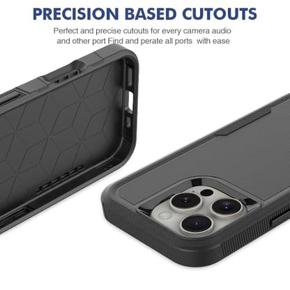 Heavy‑Duty Rugged Anti‑Drop Shockproof Protective Phone Case for iPhone 16 Pro, Durable Protective Shell, Black - color: Black, size: iPhone 16 Pro
