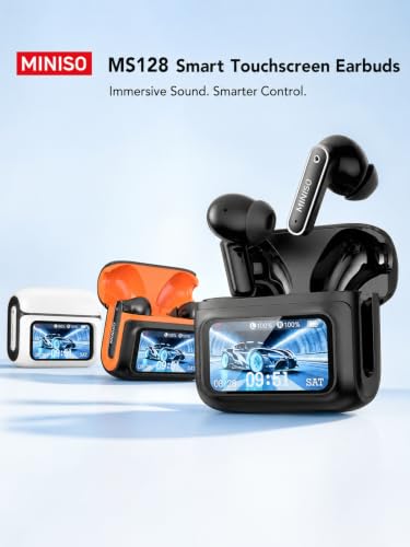 MINISO MS128 ANC Bluetooth 6.0 in-Ear Earbuds Touch Screen Charging Case - color: Blue+Brown