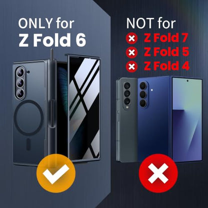 MOBOSI for Z Fold 6 Case with Privacy Screen Protector, Black - color: Black