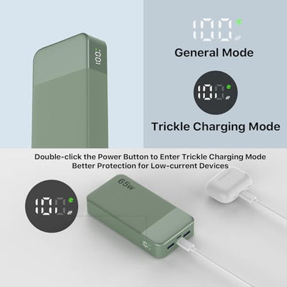 NOBIS Portable Charger 20000mAh 65W Power Bank Fast Charging - color: Green