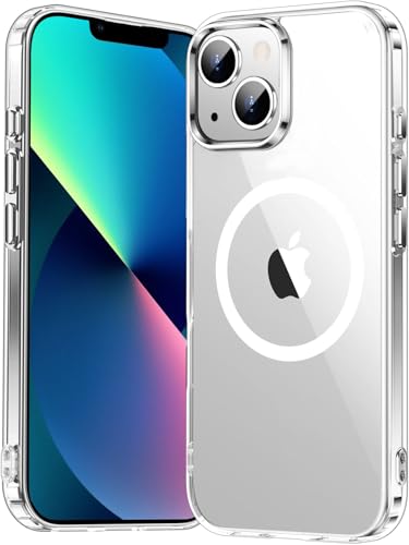 for iPhone 13 Case Clear, [Compatible with Magsafe][Anti-Yellowing][Military-Grade Protection] Shockproof Slim Magnetic Phone Case for iPhone 13, Transparent