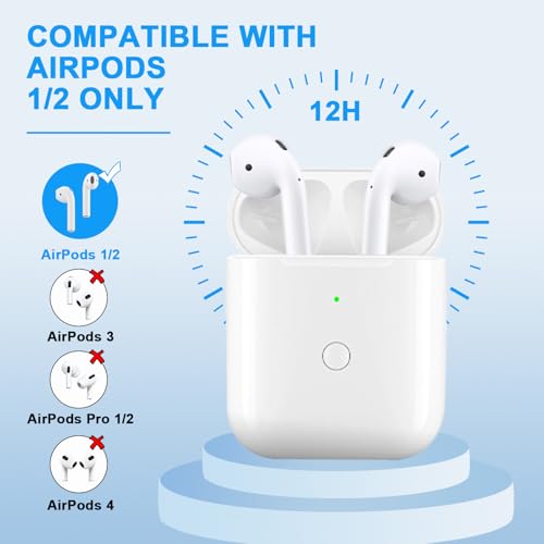 Wireless Charging Case Compatible with AirPods 1 & 2, Replacement for AirPod Charger Case with Bluetooth Pairing Sync Button, Fast Charging 680mAh Battery, Indicator Light
