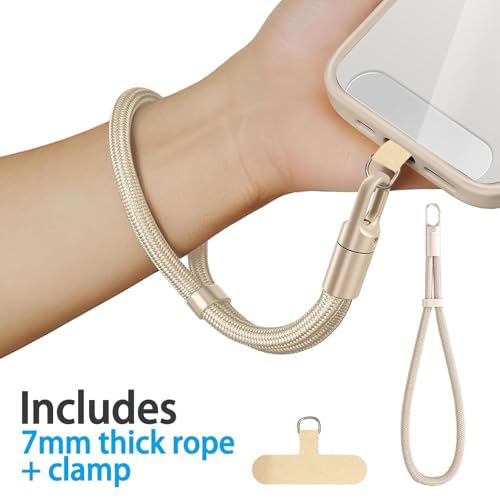 Adjustable Phone Wrist Strap, Slim Lanyard with Tether Tab Anti Drop Wristlet for and Smartphones, Nylon Hand Strap - color: Light Tan