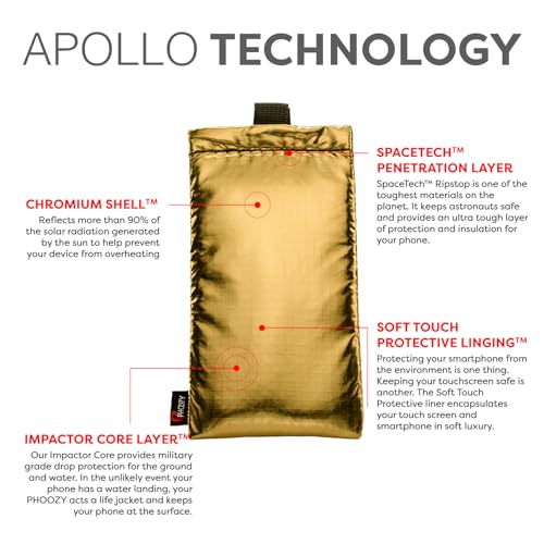 PHOOZY Apollo Thermal Phone Case | Insulated Phone Pouch Extends Battery Life 3X | Heat Resistant Drop Protection | Military Grade Water Resistant | Large | Gold - color: Gold, size: Large