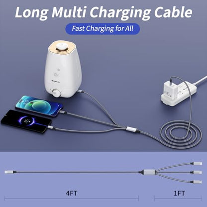 100W USB C Multi Charging Cable, 3 in 1, 5FT, 1Pack - color: USB C-Grey 100W-1Pack