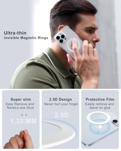 Magnetic Adapter Rings,Compatible with Kindle Pop Socket Magnetic,for Magsafe Accessories & Wireless Charging for iPhone 17/Air/16/15/14/13/12 Mini Plus Pro Max/Pixel 8/ S24 Ultra/ S23 - color: White-1 Magnetic Ring