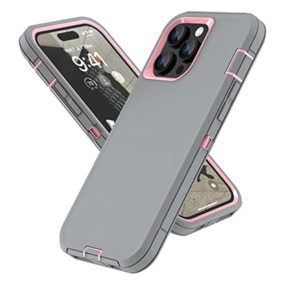Sansunto for iPhone 14 Pro Max Case, Full Body Protection Heavy Duty Shockproof Military Grade 3 in 1 Silicone Rubber with Hard PC Rugged Durable Phone Cover for 14ProMax 6.7 Inch (GrayPink) - color: GrayPink