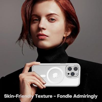 Newfuture Magnetic for iPhone 13 Pro Max Case Shockproof, Frosted White | Military Drop Protection, Slim Matte Anti-Fingerprint, Compatible with Magsafe, Camera Guard, Translucent Protective Cover - color: Frosted White, size: iPhone 13 Pro Max 6.7 inch