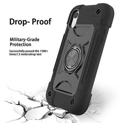 MARKILL Compatible with iPhone XR Case 6.1 Inch with Ring Stand, Heavy-Duty Military Grade Shockproof Phone Cover for iPhone XR 6.1. Black - color: Black, size: iPhone XR 6.1"