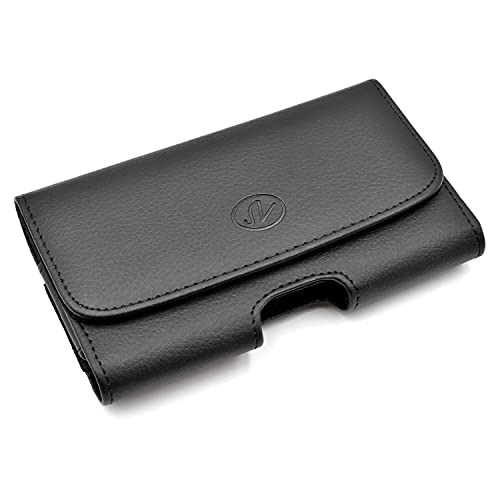 Mobi7e Premium Leather Phone Pouch Holster Large Size Compatible with Moto G Stylus, Moto G 5G, G Power, G Play, G Pure – Belt Clip Case with Loops for Smartphones with Thick Cases