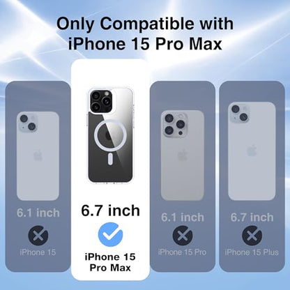 Supdeal Magnetic Clear Case for iPhone 15 Pro Max, [Compatible with MagSafe] [Non Slip Bumper & Not Yellowing] Military Grade Shockproof Transparent Silicone Phone Cover, 6.7", Transparent - color: Transparent, size: iPhone 15 Pro Max