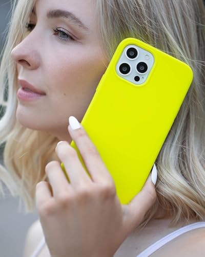 FELONY CASE for iPhone 14 Plus Neon Yellow MagSafe Liquid Silicone Case | Soft Touch Slim Cover with Anti-Scratch Microfiber Lining, 360° Shockproof & Full Body Protection - color: Neon Yellow, size: iPhone 14 Plus w MagSafe