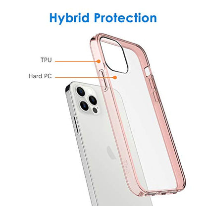JETech Case for iPhone 12/12 Pro 6.1-Inch, Non-Yellowing Shockproof Phone Bumper Cover, Anti-Scratch Clear Back (Rose Gold) - color: Rose Gold