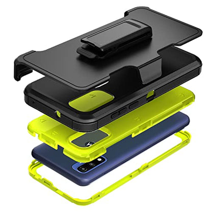 Compatible with Motorola G Pure/Moto G Power 2022 Case, Heavy Duty Rugged Shockproof Full Body Protection Kickstand Case with Belt Clip Holster for Motorola G Pure 6.5 inch Phone (Black+Yellow) - color: Black+Yellow