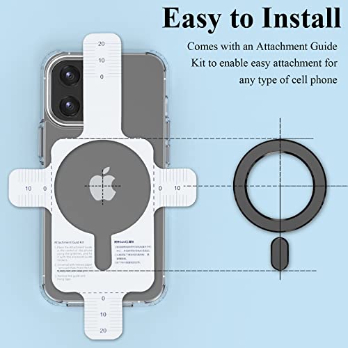 Universal MagSafe Ring, 2 PCS Magnet Sticker Magnetic Adapter Ring - color: Black White