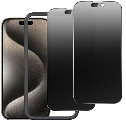 2 Pack Matte Privacy Screen Protector for iPhone 15 Pro Max 6.7",Anti-Glare Anti-Spy Scratch Resistant Tempered Glass Film,Smooth Responsive Touch Anti-Scratch Glass，Easy to Install - size: for iPhone 15 Pro Max