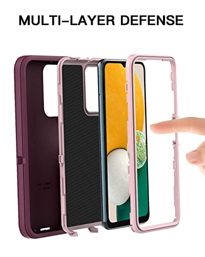 AICase for Galaxy A13 5G Case, Heavy Duty Drop Protection Full Body Rugged Shockproof/Dust Proof Layer Military Protective Tough Durable Phone Cover for Samsung Galaxy A13 5G Burgundy - color: Burgundy