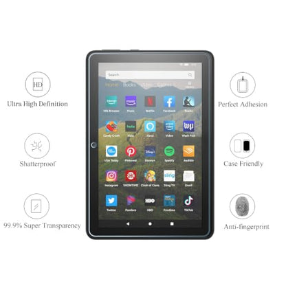 Ailun Screen Protector for Amazon Kindle Fire HD 8/8 Plus/Kids 2022&2020 | 2 Pack, 8 Inch, 0.33mm, Tempered Glass, Ultra Clear, Anti-Scratch, Case Friendly