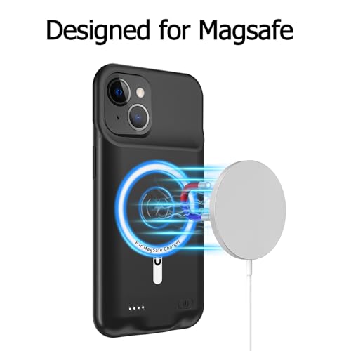 Wireless Battery Case for iPhone 13, 10000mAh Portable Protective Charging Case with Wireless Charging Compatible with iPhone 13 (6.1 inch) Rechargeable Battery Pack Charger Case with Carplay -Black - size: iPhone 13