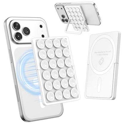 KADES MagSafe Phone Grip with 24 Suction Cups & Adjustable Stand - color: White