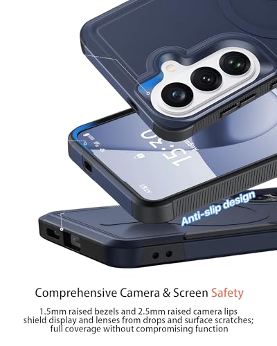 Heavy Duty Magnetic Case for Samsung Galaxy A16/A17/A26, Military Grade Dual Layer Shockproof, Compatible with MagSafe, Matte Finish Protection Cover - color: Blue, size: Galaxy A17/A16/A26 6.7 Inch