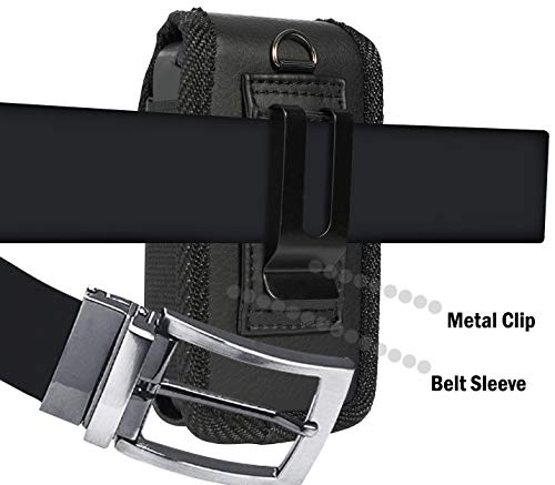 Nakedcellphone Case for Kyocera Flip Phone - Black Vegan Leather Pouch | Magnetic Closure, Strong Metal Clip, Secure Belt Slot Harness, Fits DuraXV Extreme E4810, DuraXV LTE E4610, DuraXE Epic E4830