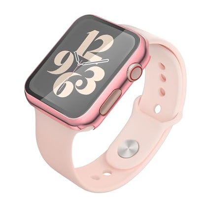 Misxi 2 Pack Hard PC Case with Tempered Glass Screen Protector Compatible with Apple Watch SE 3 (2025) SE 2 SE Series 6 Series 5 Series 4 44mm, 1 Rose Pink + 1 Transparent - color: 1 Rose Pink + 1 Transparent, size: 44mm (Se3/Se2/Se/6/5/4)
