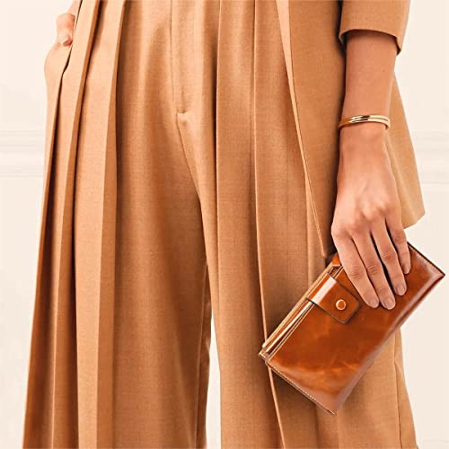 YALUXE Women's Real Leather Wallet RFID Protect 21 Card Slots Phone Pocket - color: 1- Waxed Brown, size: Genuine Leather