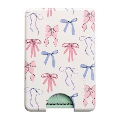 Casely MagWallet | Coquette Girlie | Pastel Bows | Slim Wallet Card Holder | Compatible with MagSafe | Soft-Touch Hard Silicone | Holds Up to 3 Cards - color: Coquette Girlie | Pastel Bows
